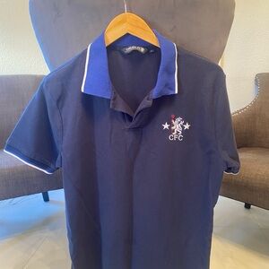 Chelsea FC Navy Polo Shirt with Blue Collar